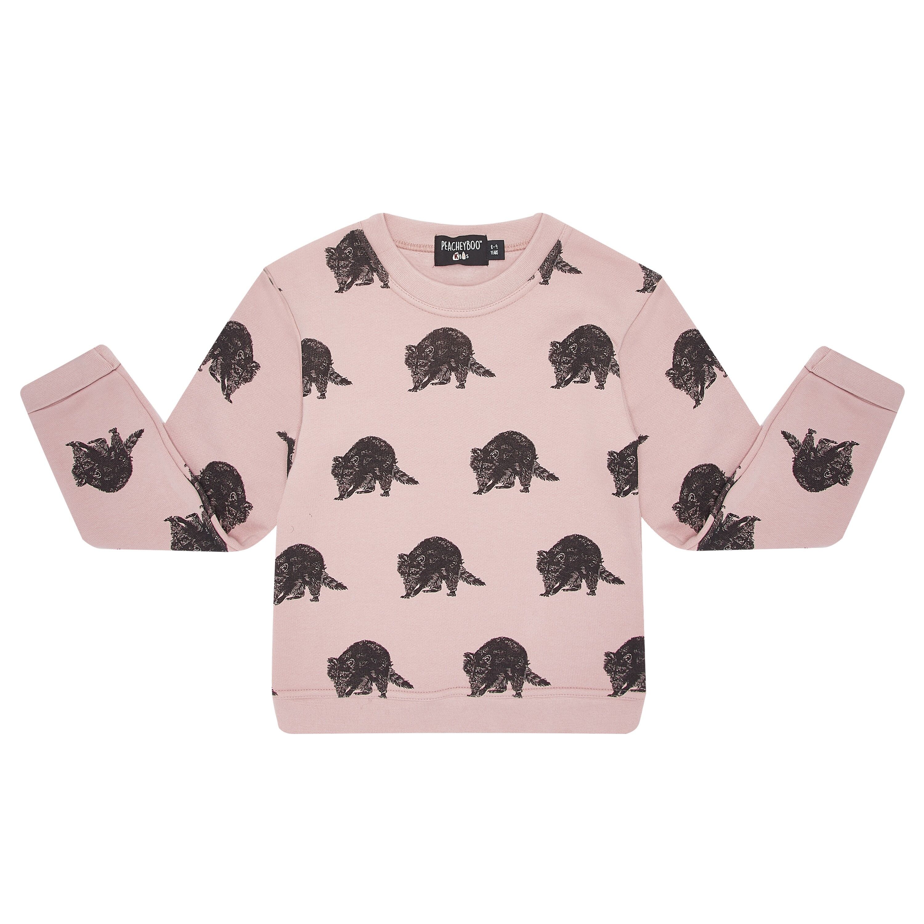 Pink Raccoon Print Sweater