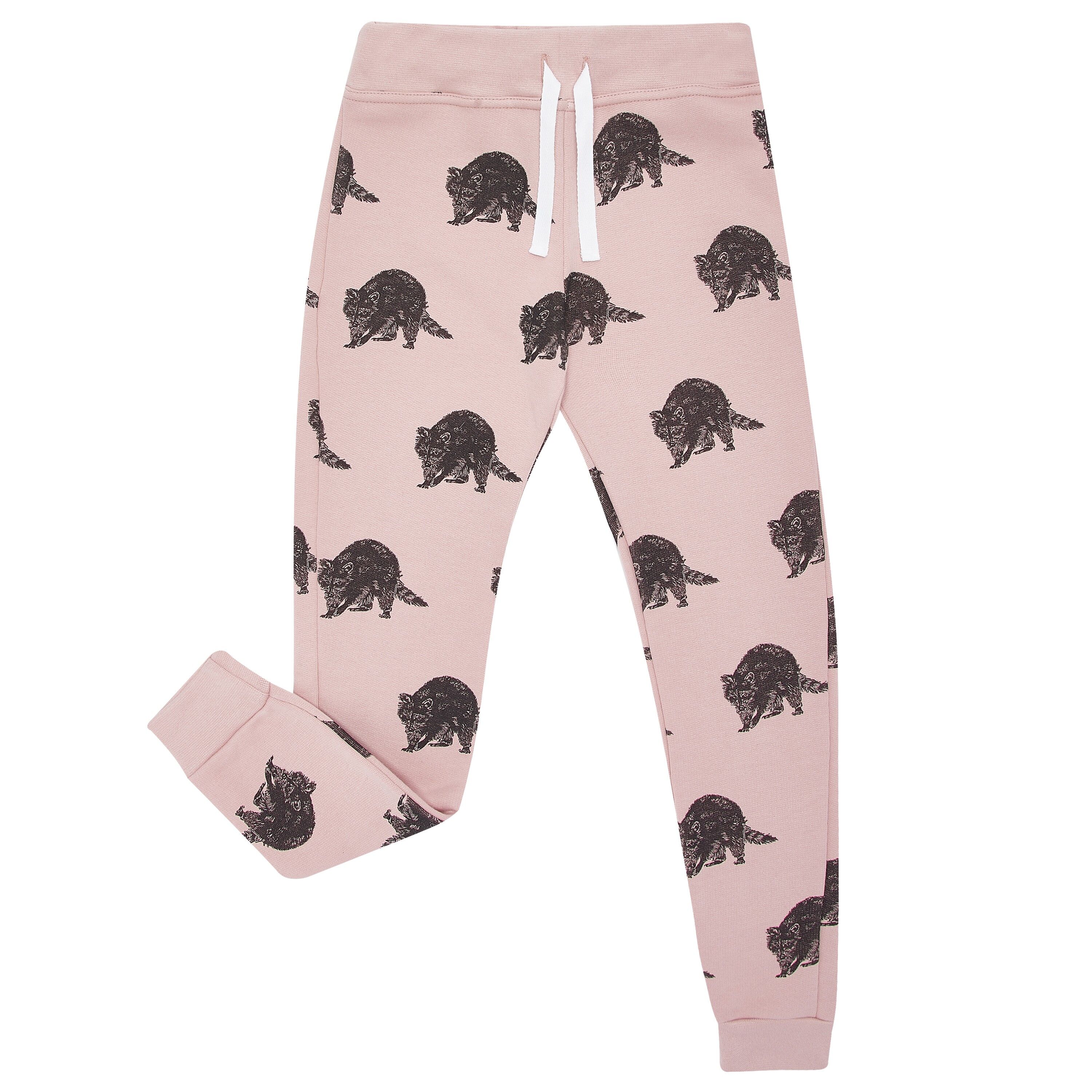 Pink Raccoon Print Sweatpants