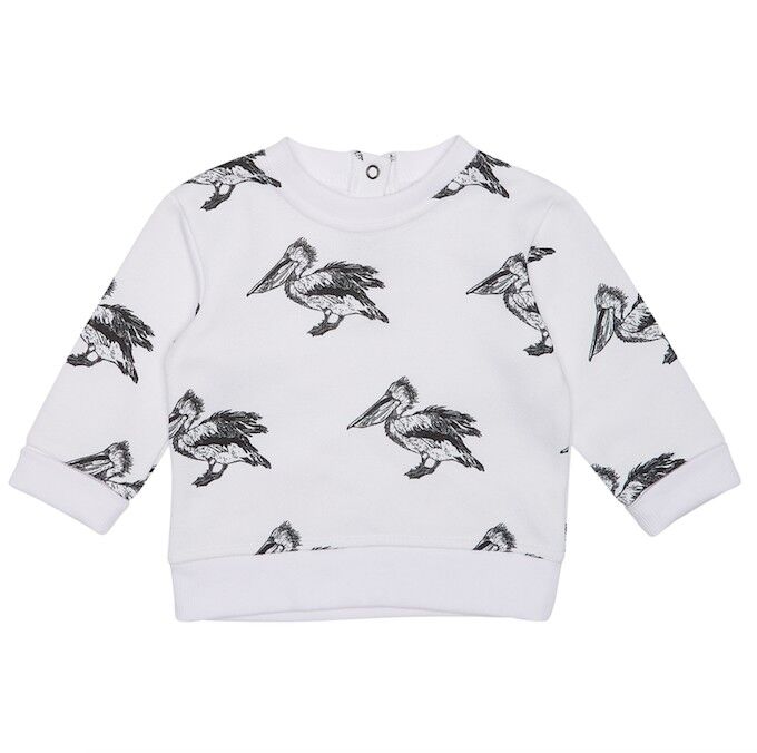 White Pelican Print Sweater