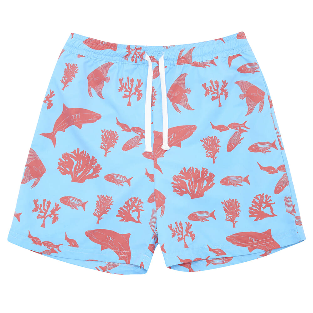 Coral/Fish Swim Shorts